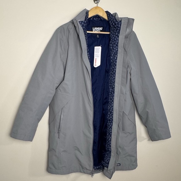 Lands' End Jackets & Blazers - Lands' End Womens XL 18 NWT 3 In 1 Primaloft Insulated Grey Blue Hood Parka Coat